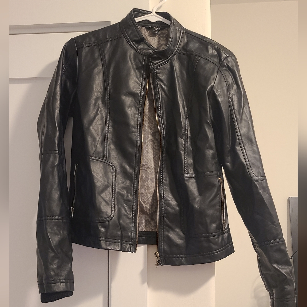 Women's black faux leather jacket